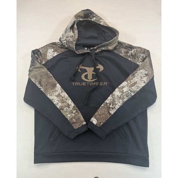 TrueTimber Men’s Large Camo Black Hoodie Pullover Logo Sweatshirt - Picture 2 of 10